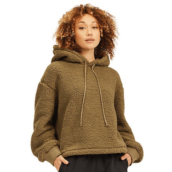 Billabong Tops - billabong still cozy faux shearling hoodie in sage green